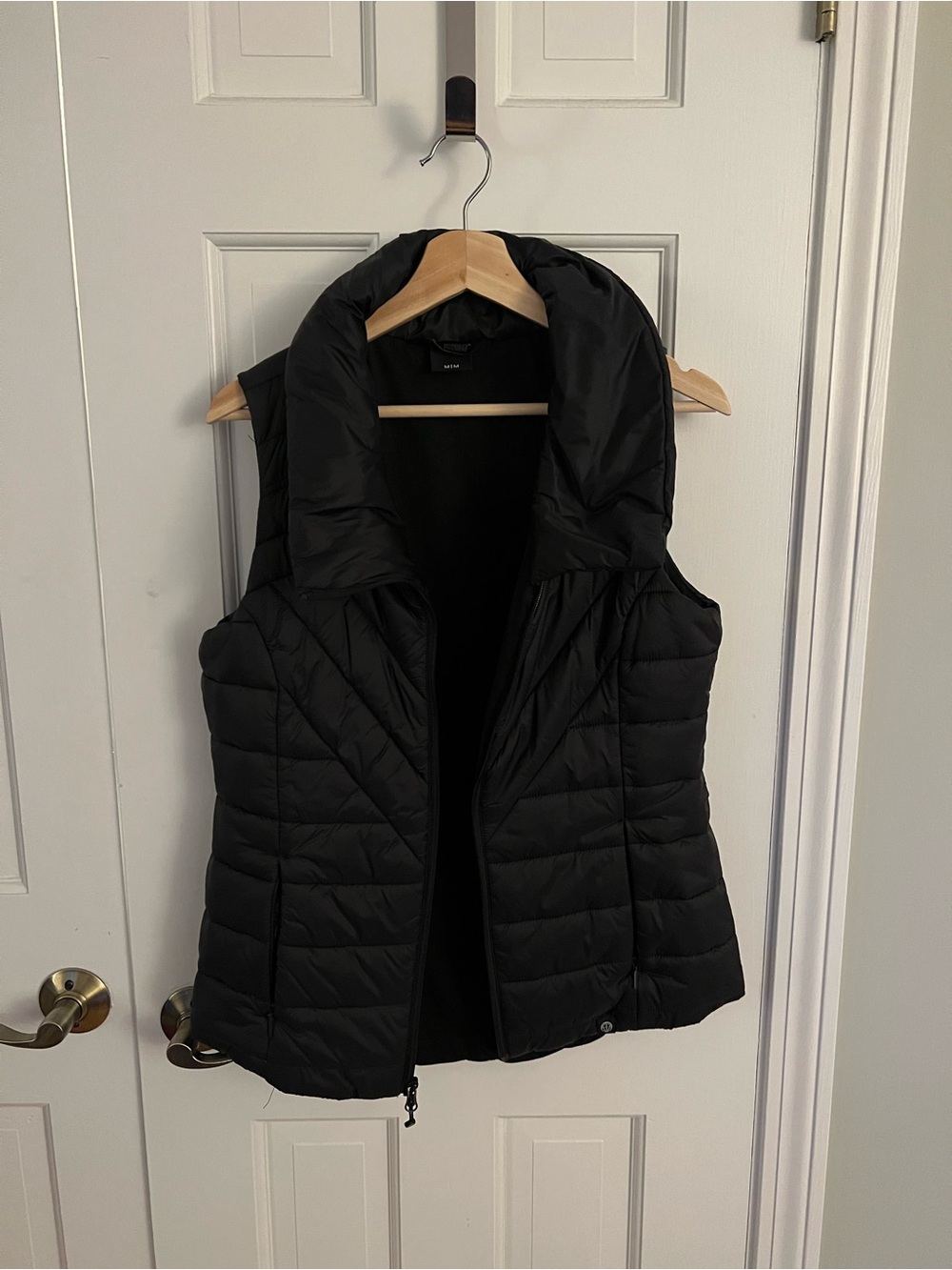 Women's Black Quilted Puffer Vest with Stand Collar